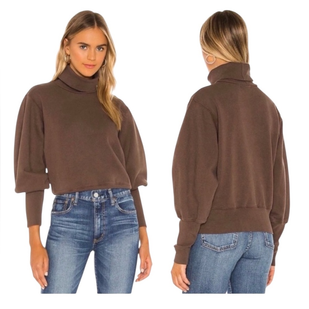 Agolde Brown Cropped Turtleneck Sweater